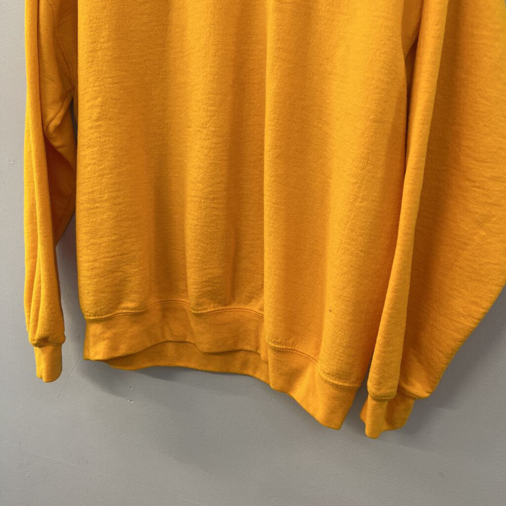 Gildan Yellow Embroidered Teach Long Sleeve Pullover Large