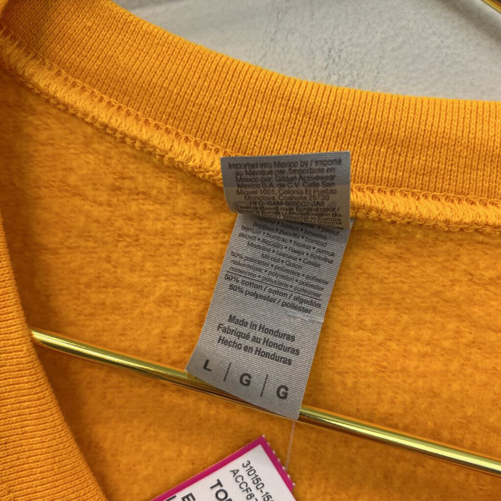 Gildan Yellow Embroidered Teach Long Sleeve Pullover Large