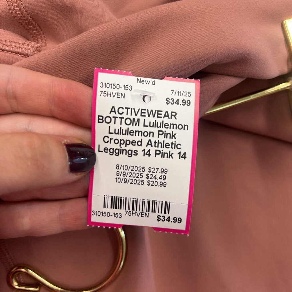 Lululemon Pink Cropped Athletic Leggings 14