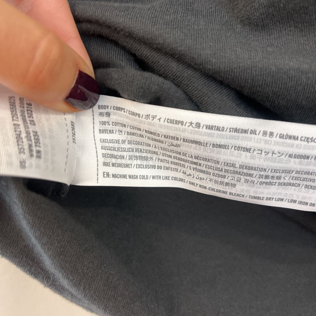 Hollister Grey Cropped Rolling Stones Short Sleeve Graphic Tee Medium