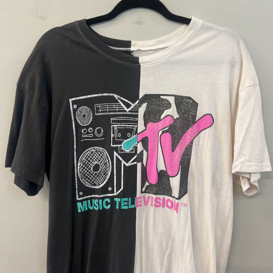 Hollister Grey/ White MTV Short Sleeve Graphic Tee Medium