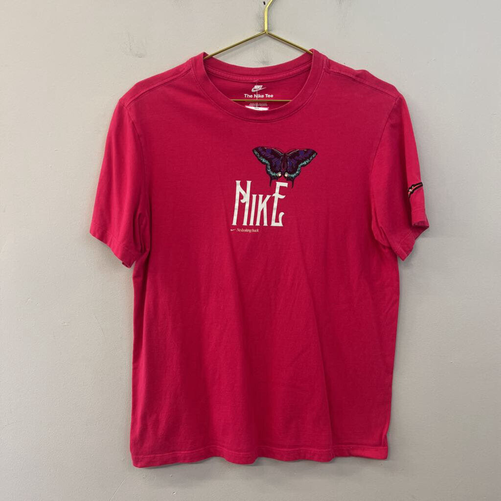 Nike Pink Butterfly Logo Short Sleeve Graphic Tee Medium