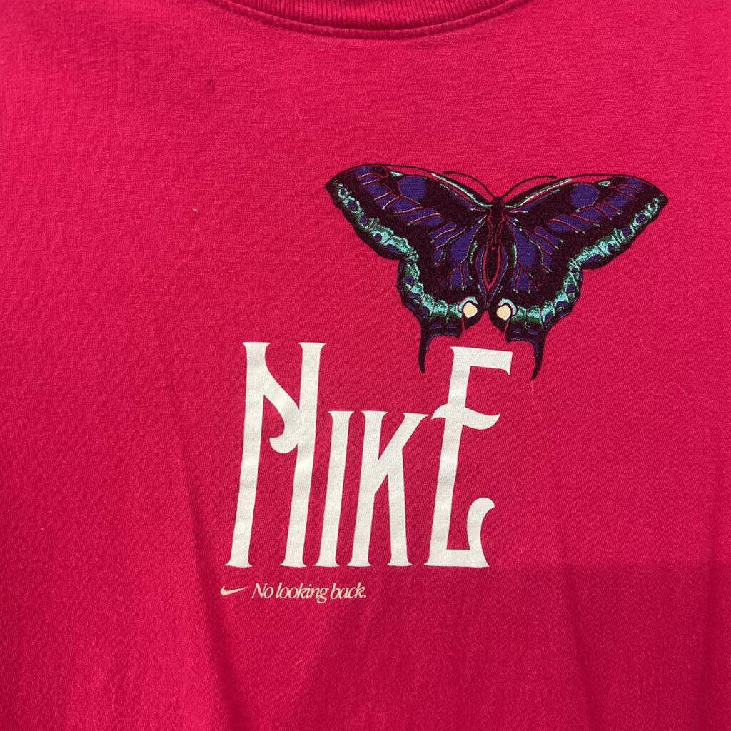 Nike Pink Butterfly Logo Short Sleeve Graphic Tee Medium