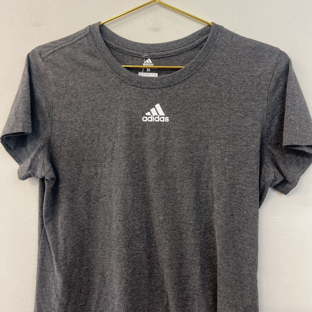 Adidas Grey Logo Short Sleeve Top Medium