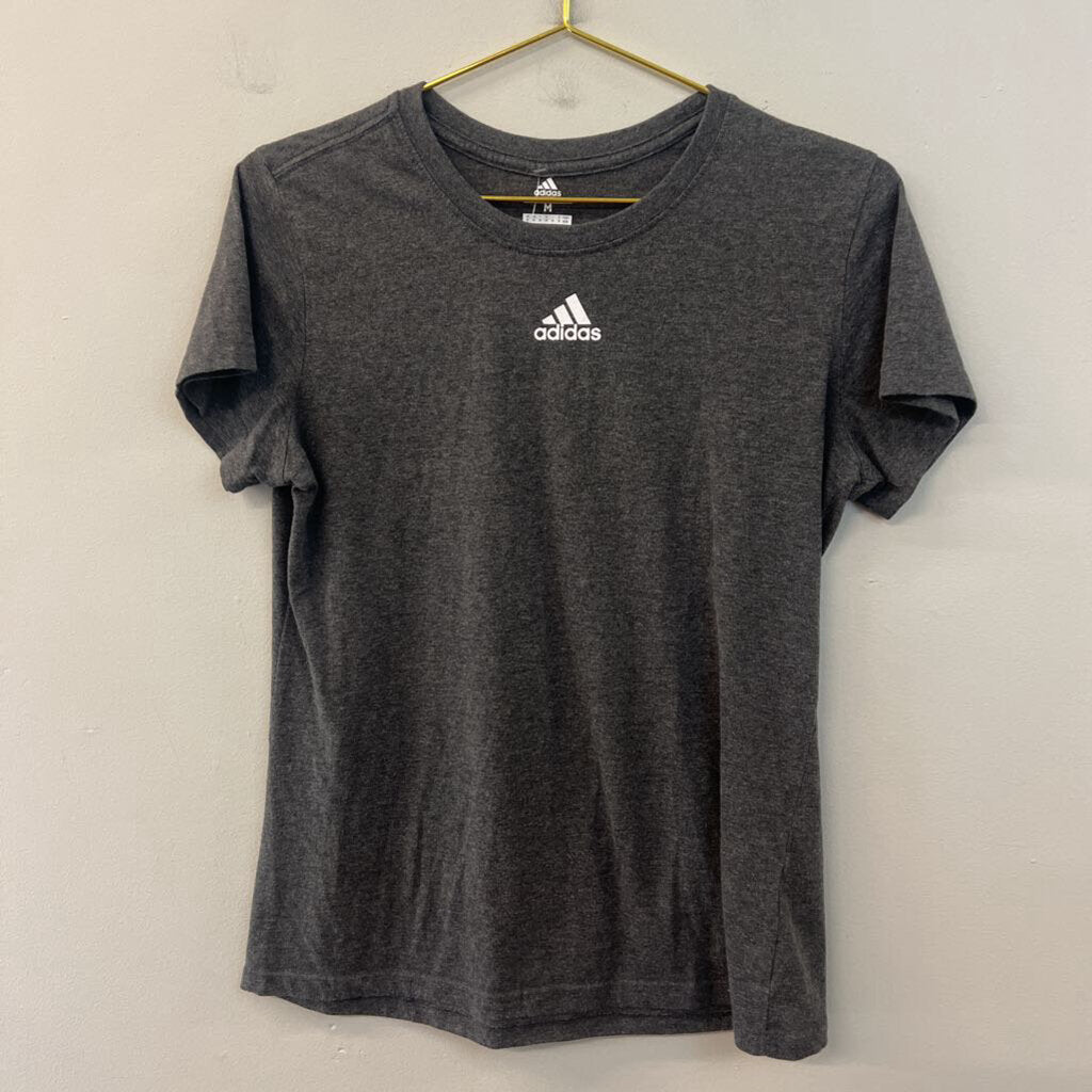 Adidas Grey Logo Short Sleeve Top Medium