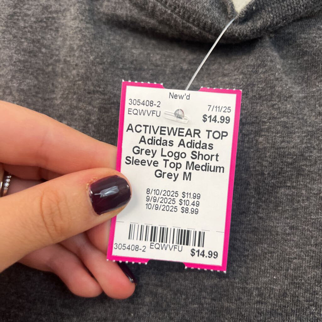 Adidas Grey Logo Short Sleeve Top Medium