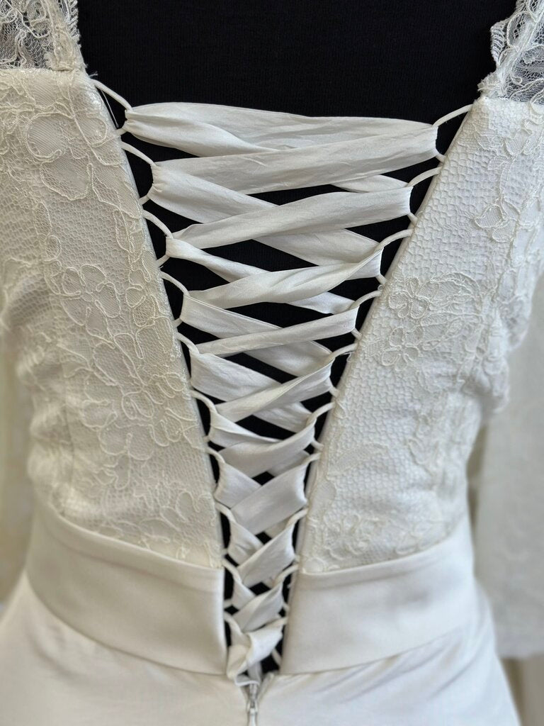 Dolly Couture Vintage Inspired Lace Top Tea Length Wedding Dress 14