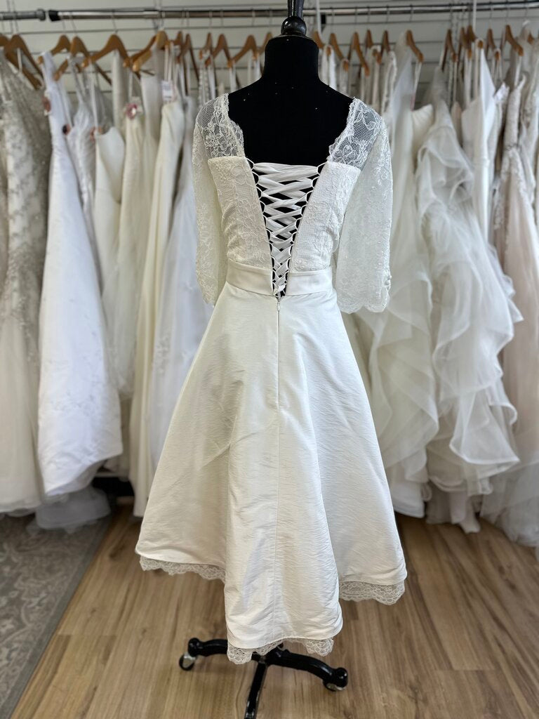 Dolly Couture Vintage Inspired Lace Top Tea Length Wedding Dress 14