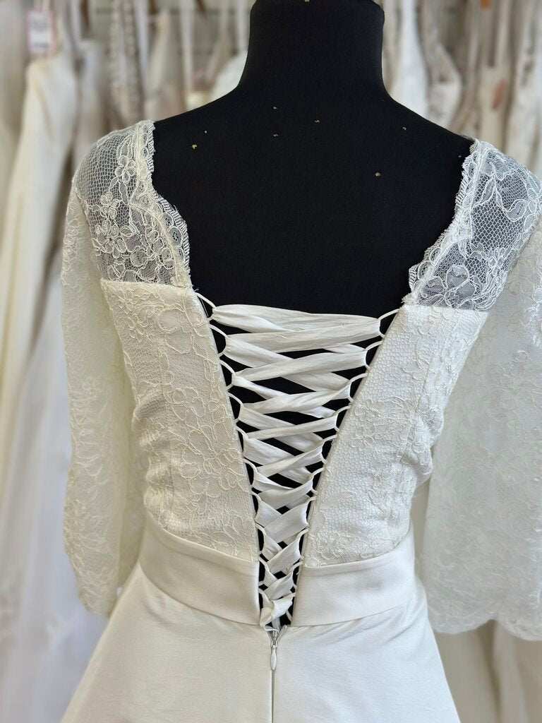 Dolly Couture Vintage Inspired Lace Top Tea Length Wedding Dress 14