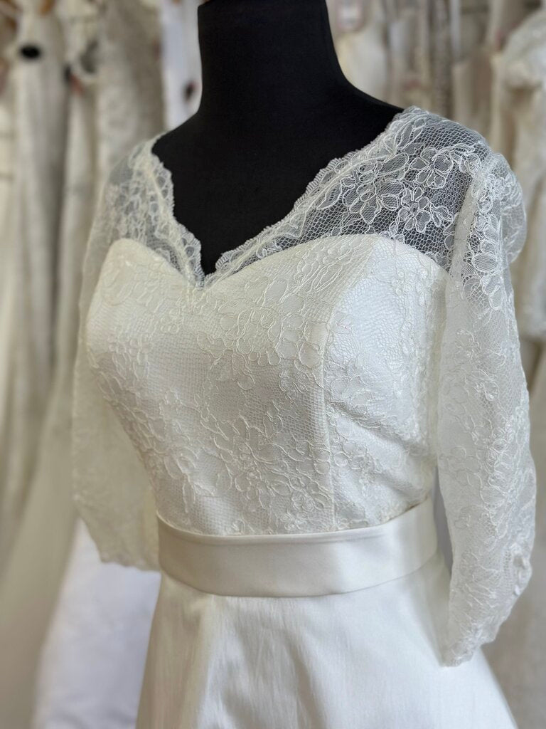 Dolly Couture Vintage Inspired Lace Top Tea Length Wedding Dress 14