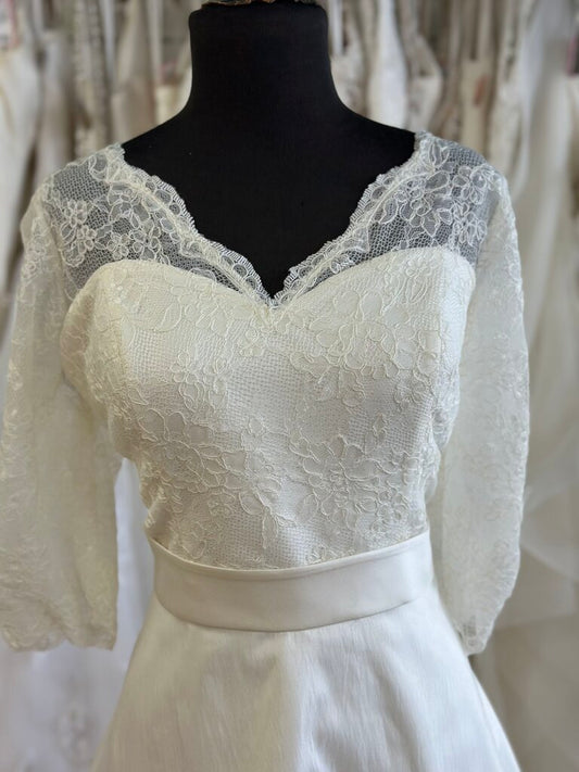 Dolly Couture Vintage Inspired Lace Top Tea Length Wedding Dress 14
