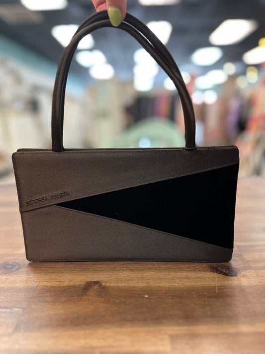 Bottega Veneta Vintage Satin and Velvet Brown Bag