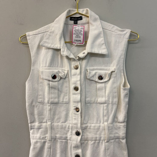 Area Stars White Denim Sleeveless Button Down Dress Large