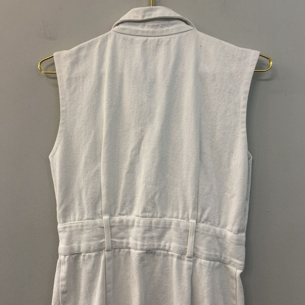 Area Stars White Denim Sleeveless Button Down Dress Large