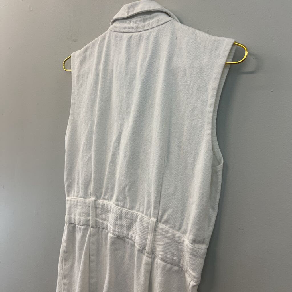 Area Stars White Denim Sleeveless Button Down Dress Large