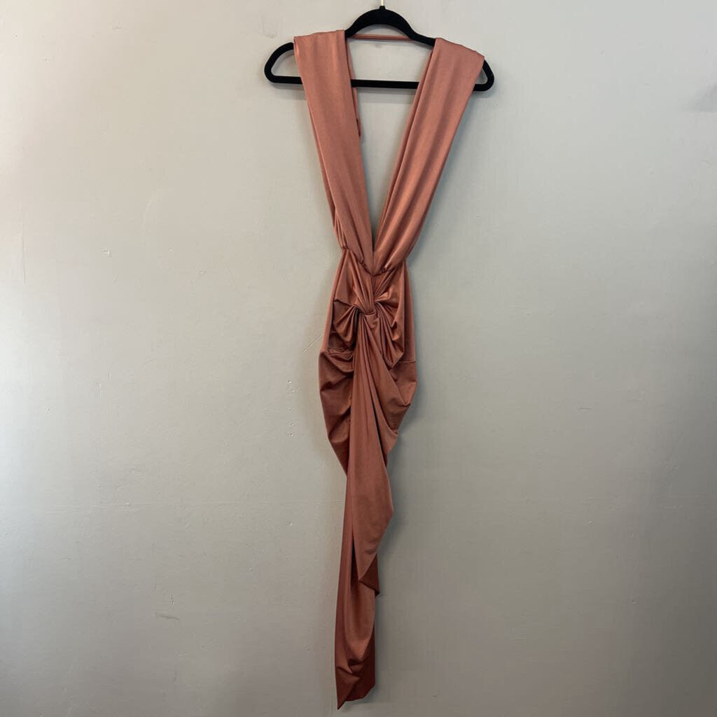 Baobab Pink Knot Front Fitted Low Back Dress Large