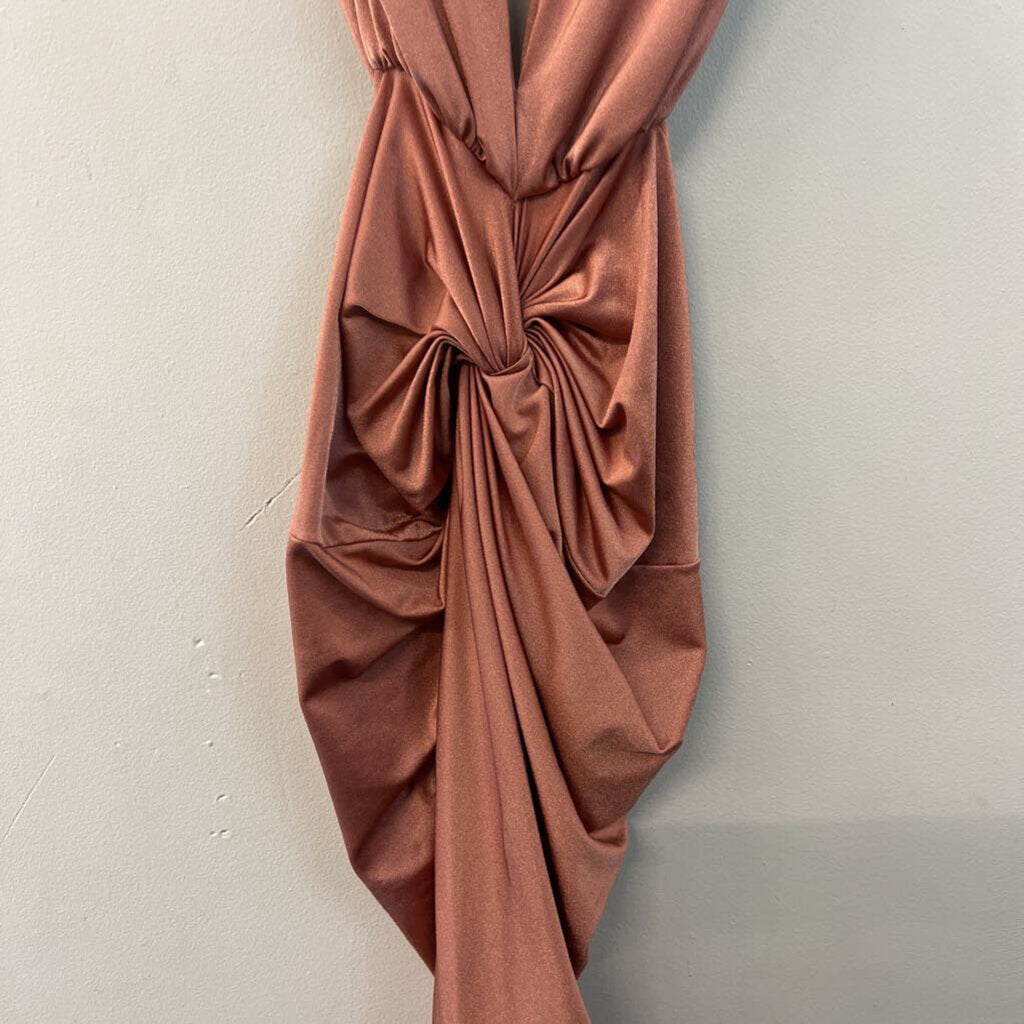 Baobab Pink Knot Front Fitted Low Back Dress Large