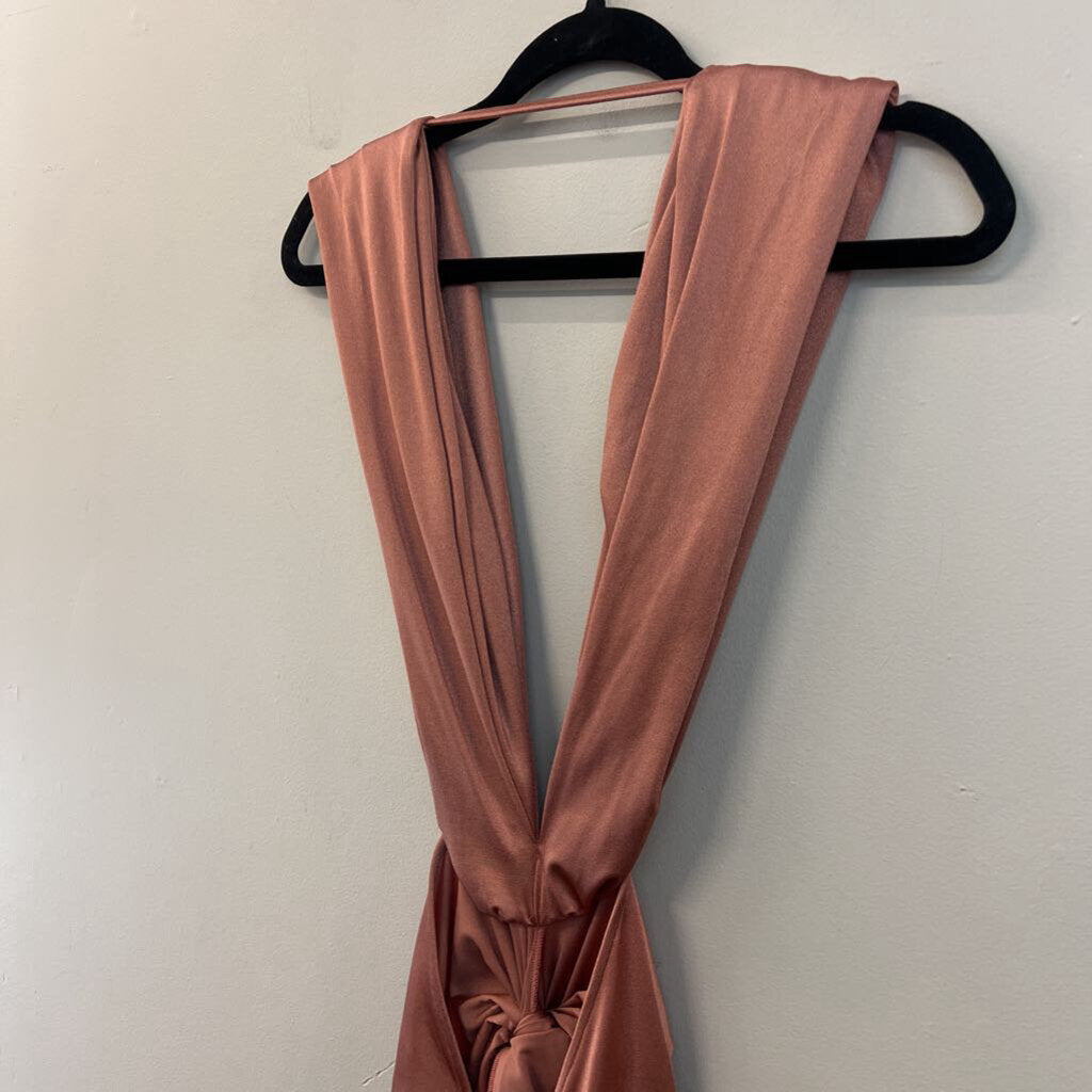 Baobab Pink Knot Front Fitted Low Back Dress Large