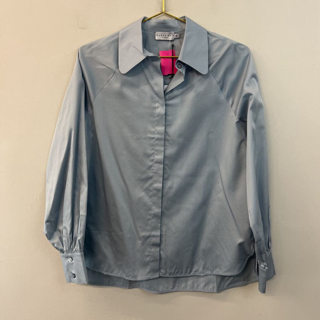 Harshman Blue Long Sleeve Button Down Top Medium