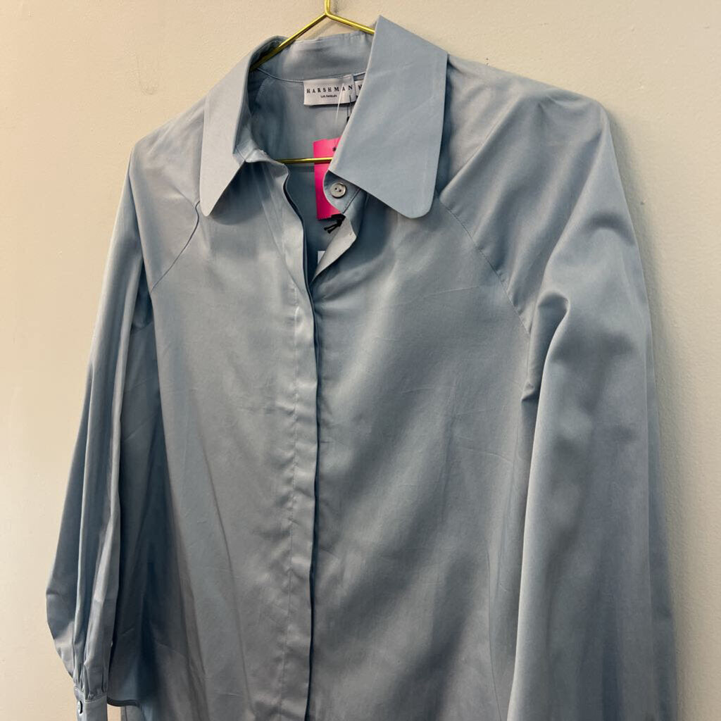 Harshman Blue Long Sleeve Button Down Top Medium
