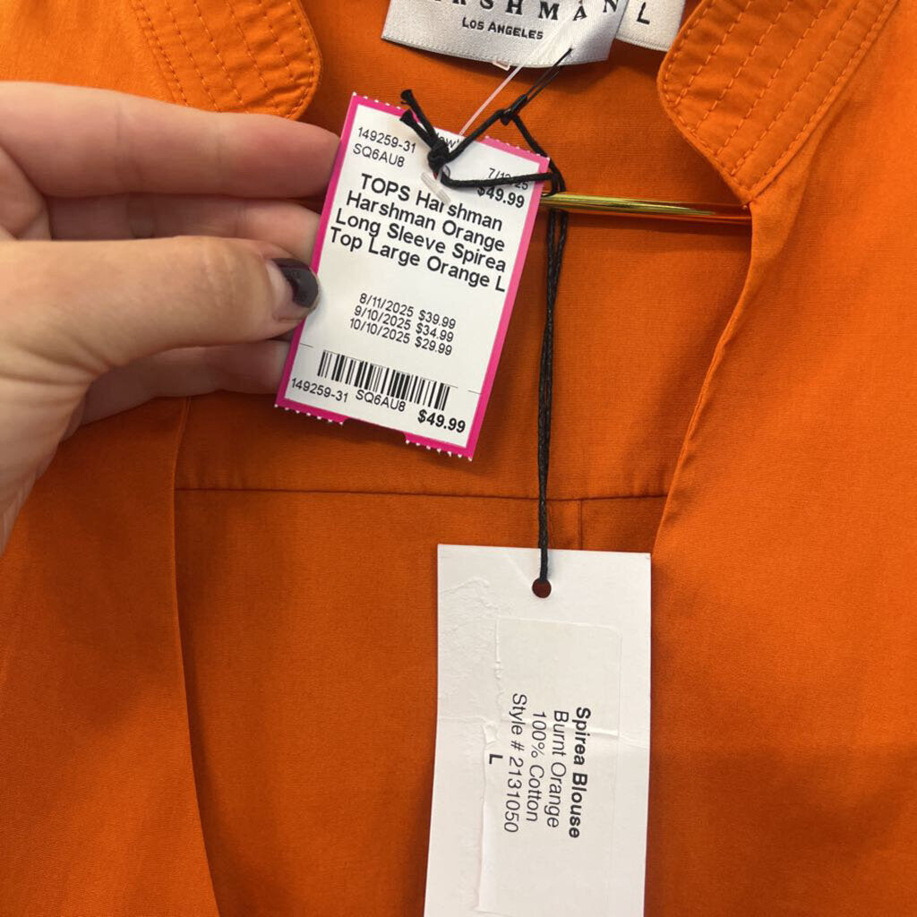 Harshman Orange Long Sleeve Spirea Top Large