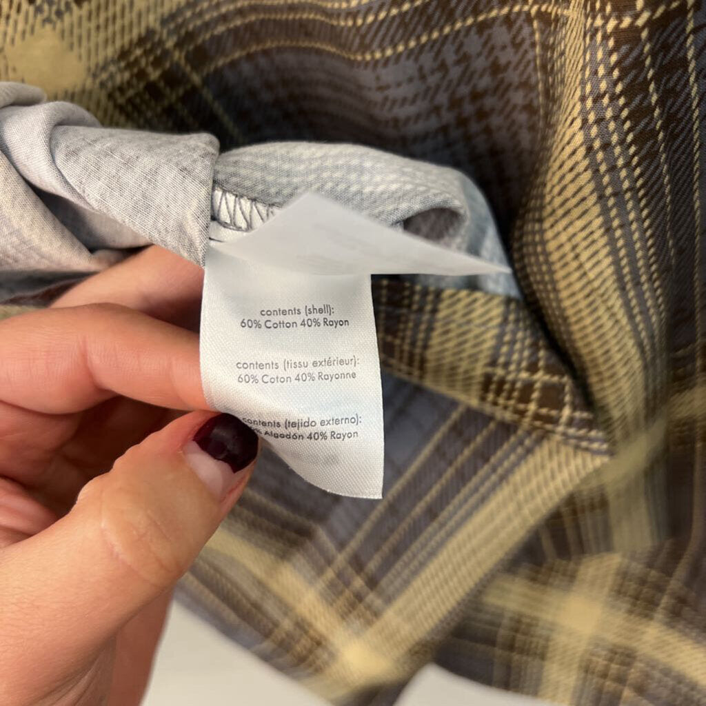 Weworewhat Brown Plaid Long Sleeve Button Down Top Medium