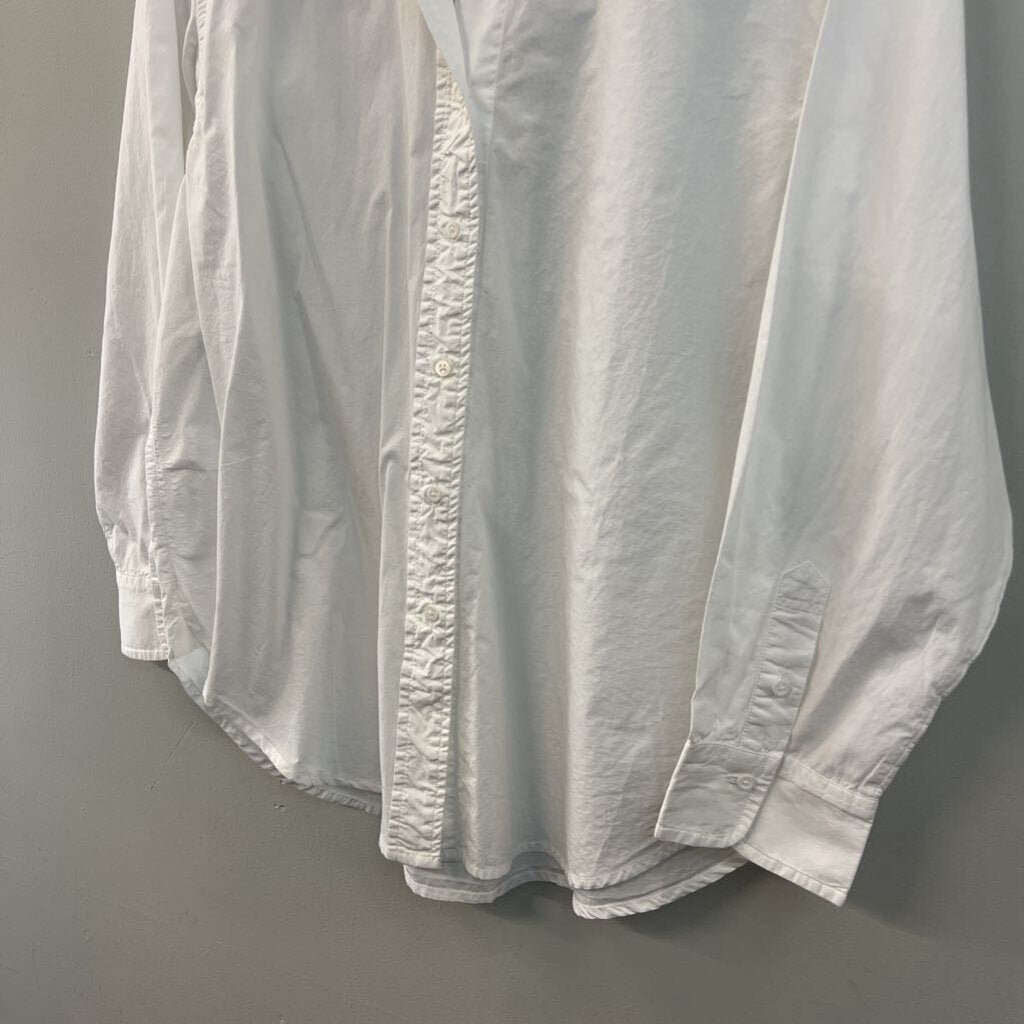 AE77 White Long Sleeve Button Down Top Medium