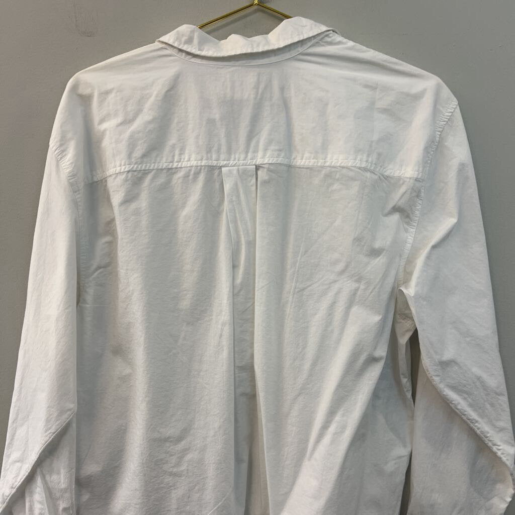 AE77 White Long Sleeve Button Down Top Medium