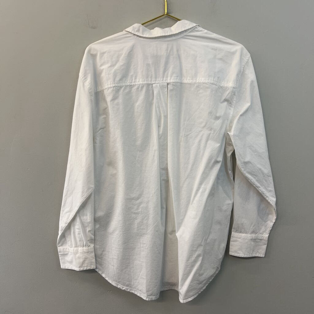 AE77 White Long Sleeve Button Down Top Medium