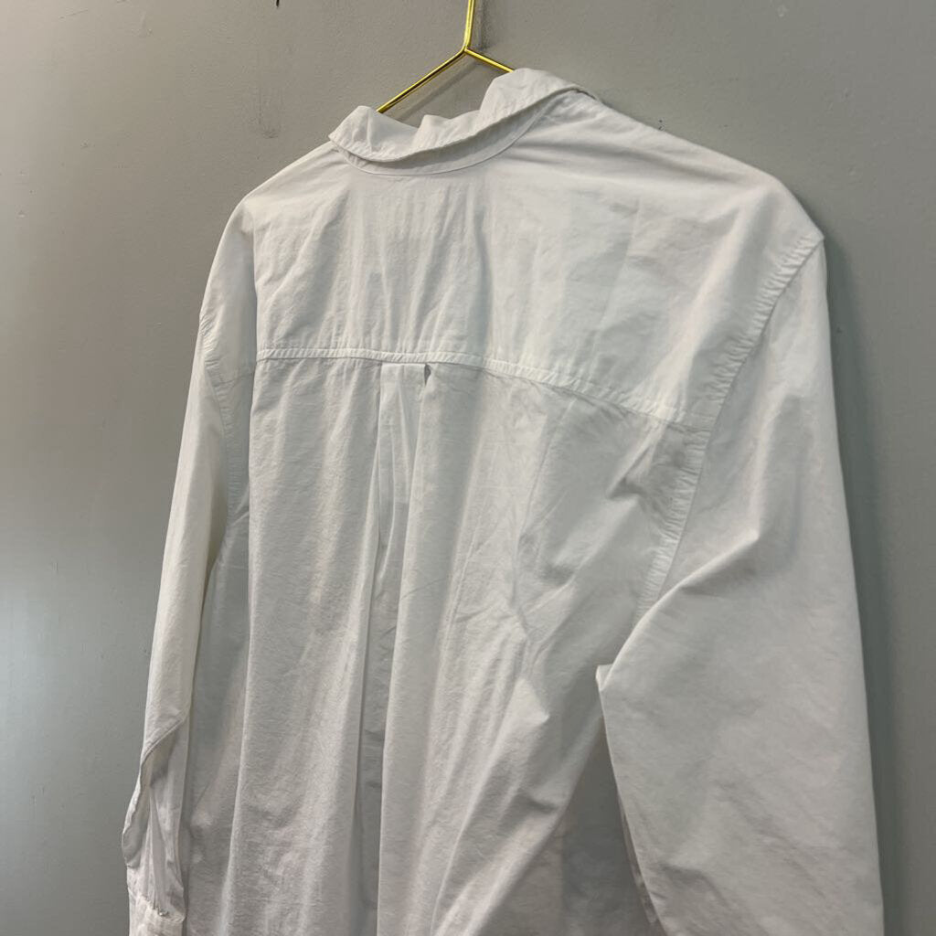 AE77 White Long Sleeve Button Down Top Medium