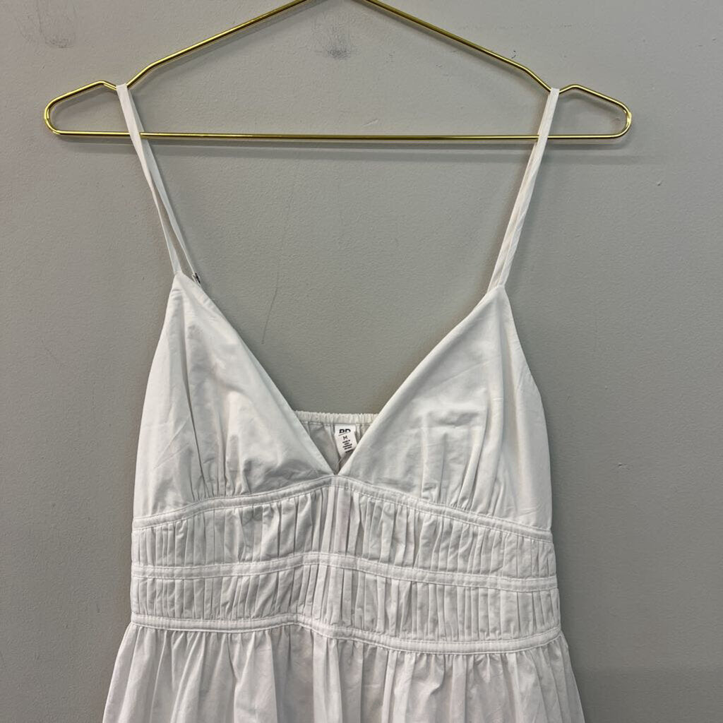BP White V Neck Ruffle Hem Dress Medium