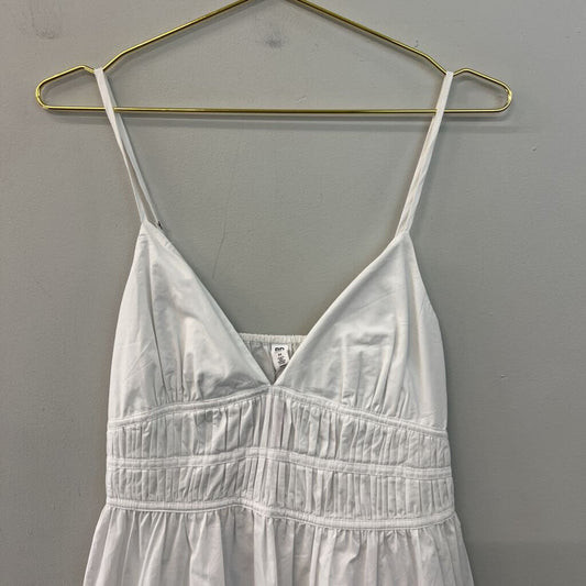 BP White V Neck Ruffle Hem Dress Medium