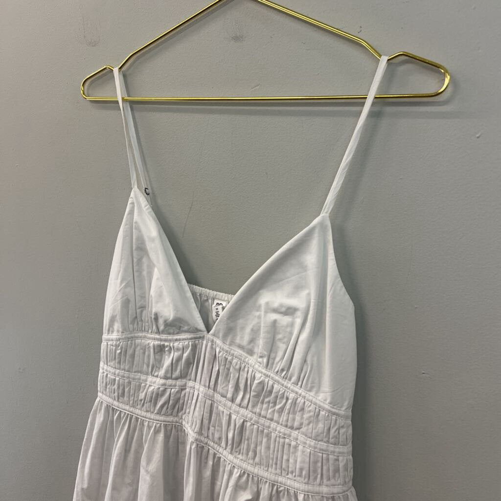 BP White V Neck Ruffle Hem Dress Medium