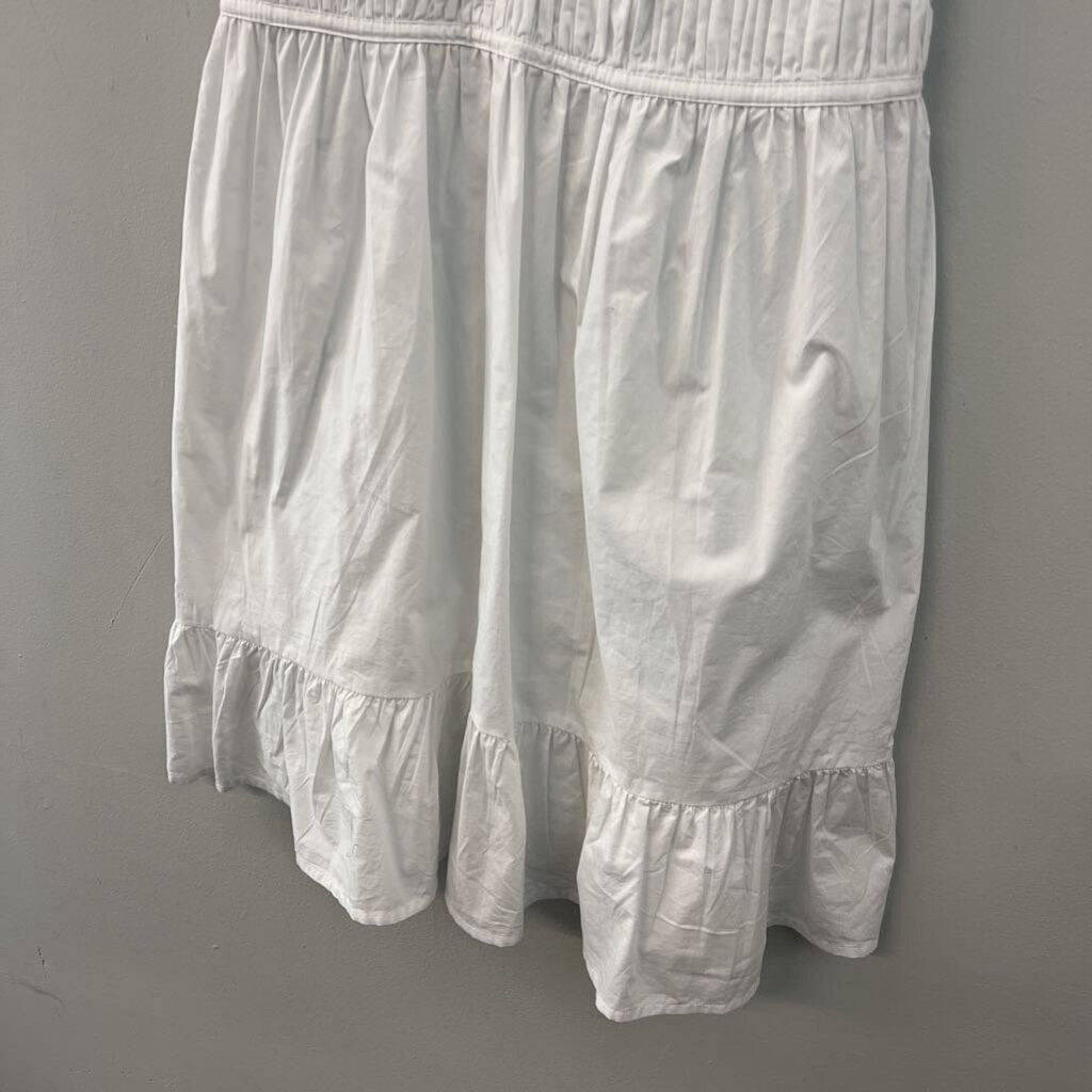 BP White V Neck Ruffle Hem Dress Medium