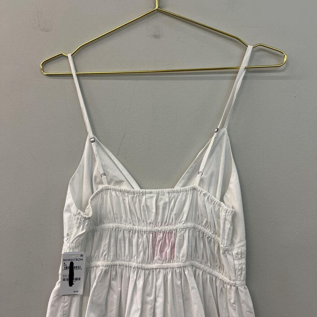 BP White V Neck Ruffle Hem Dress Medium