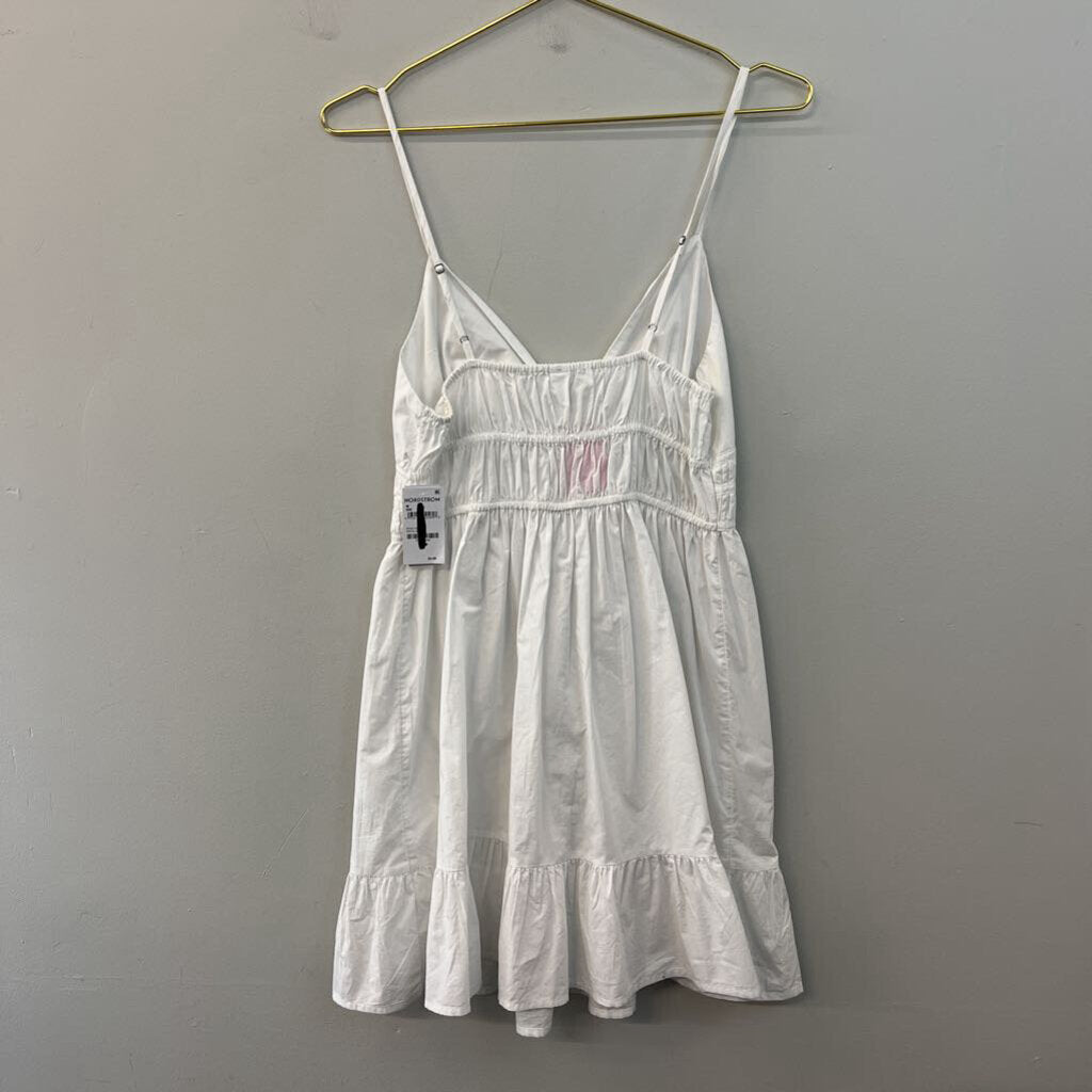 BP White V Neck Ruffle Hem Dress Medium