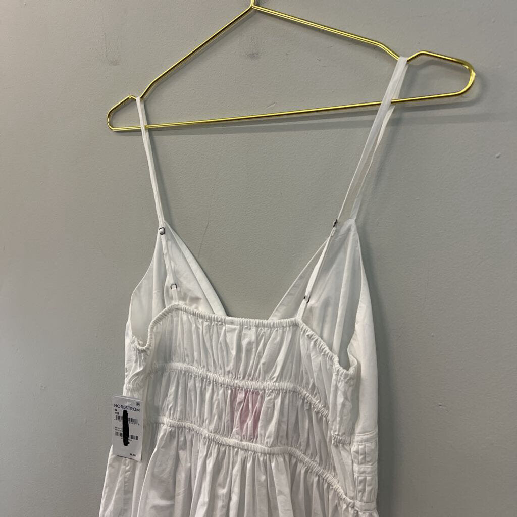 BP White V Neck Ruffle Hem Dress Medium