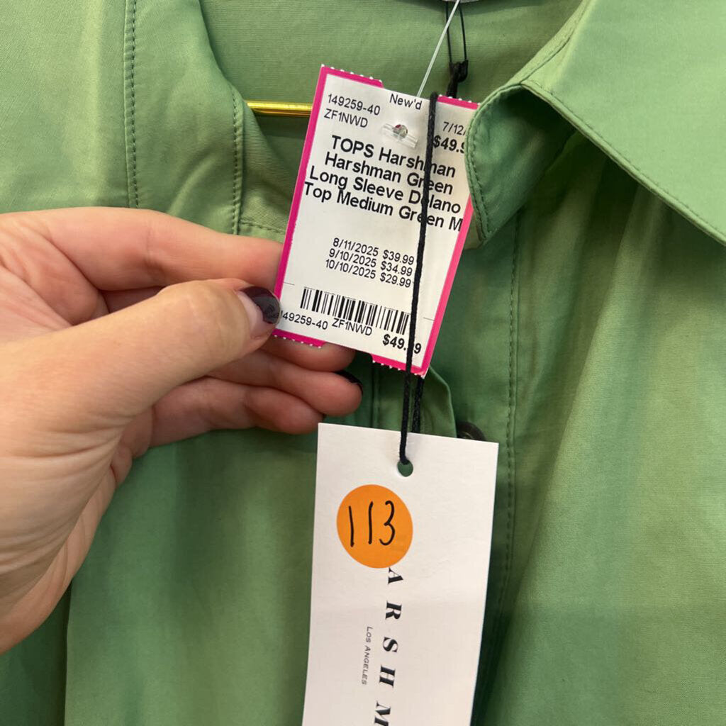 Harshman Green Long Sleeve Delano Top Medium