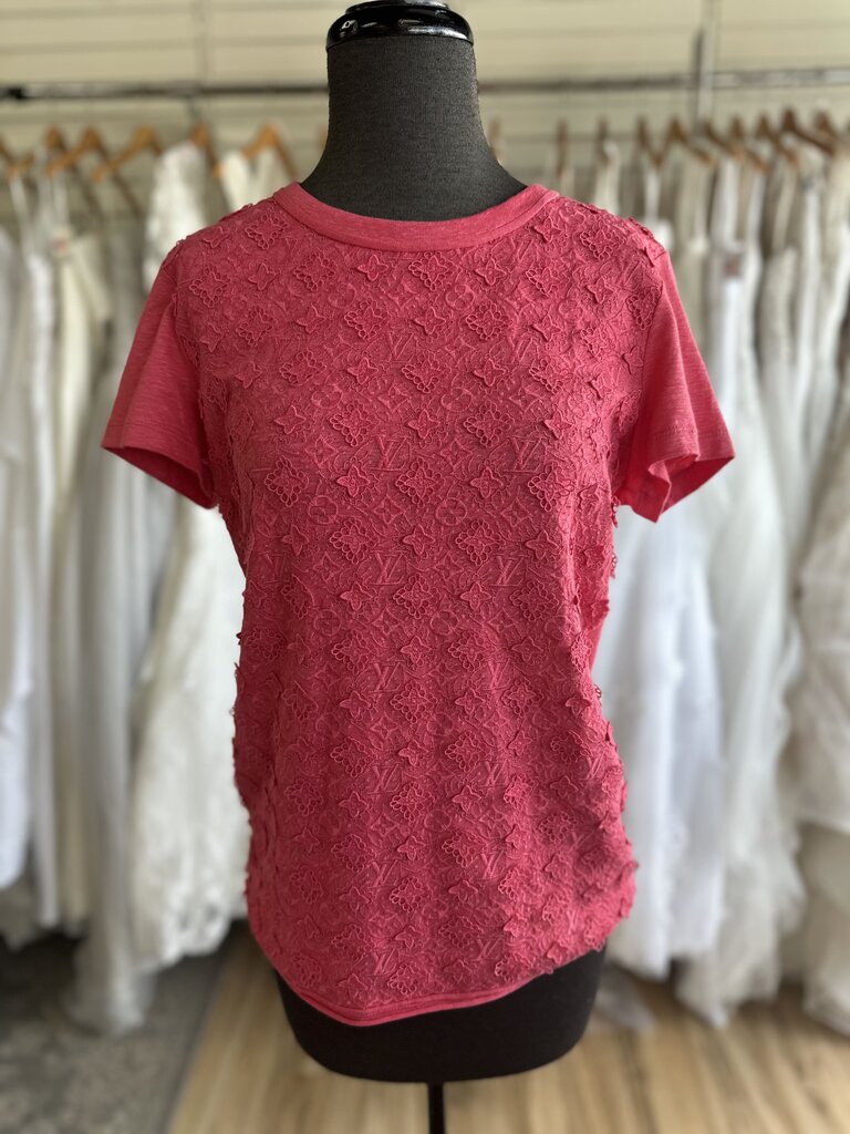 Louis Vuitton Pink Logo Embroidered Lace Large