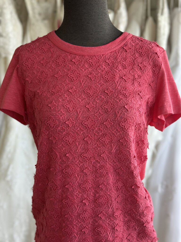 Louis Vuitton Pink Logo Embroidered Lace Large
