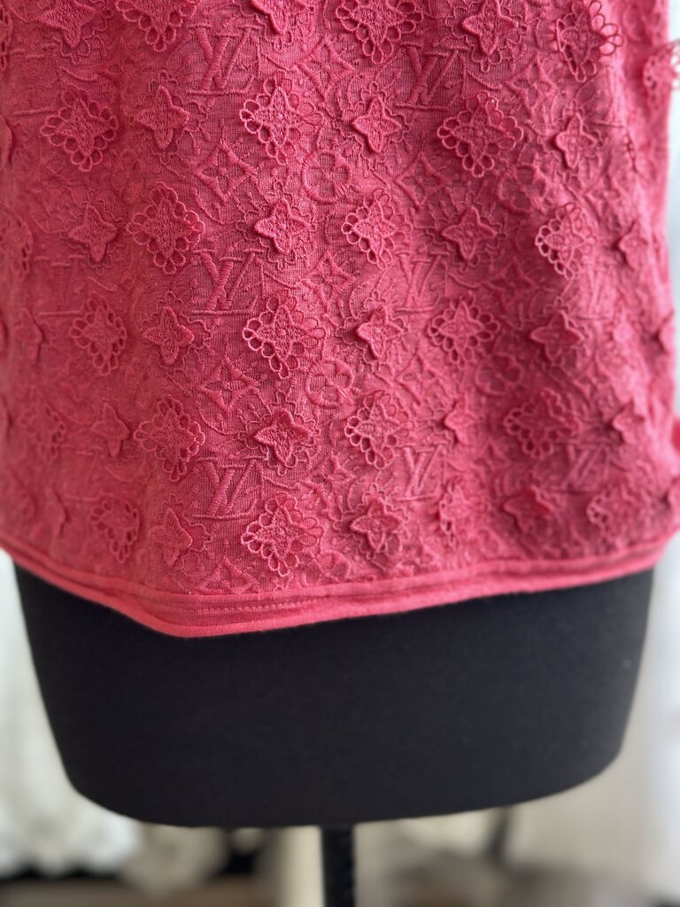 Louis Vuitton Pink Logo Embroidered Lace Large