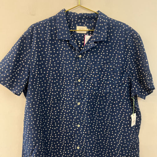 AE77 Navy Dotted Shortsleeve Buttondown XL