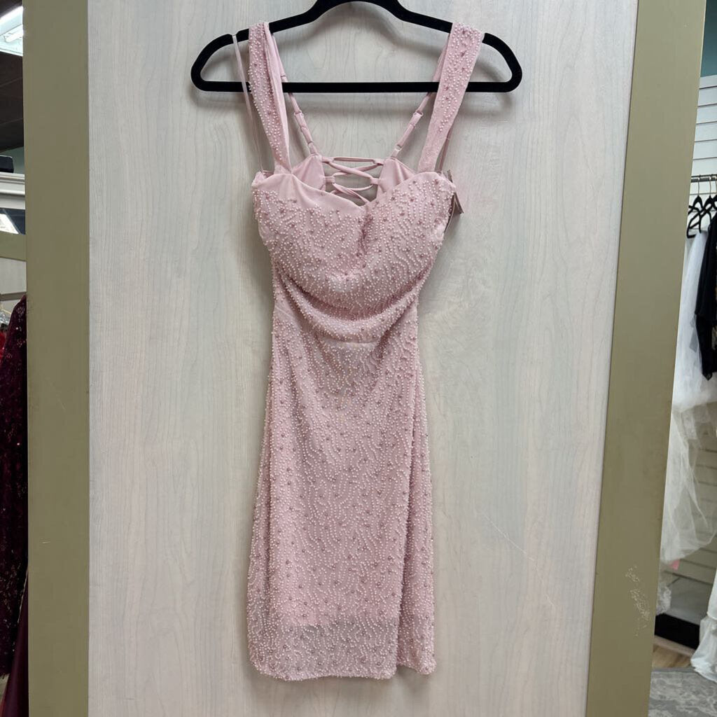 Windsor Pink Beaded Short Formal Dress Small