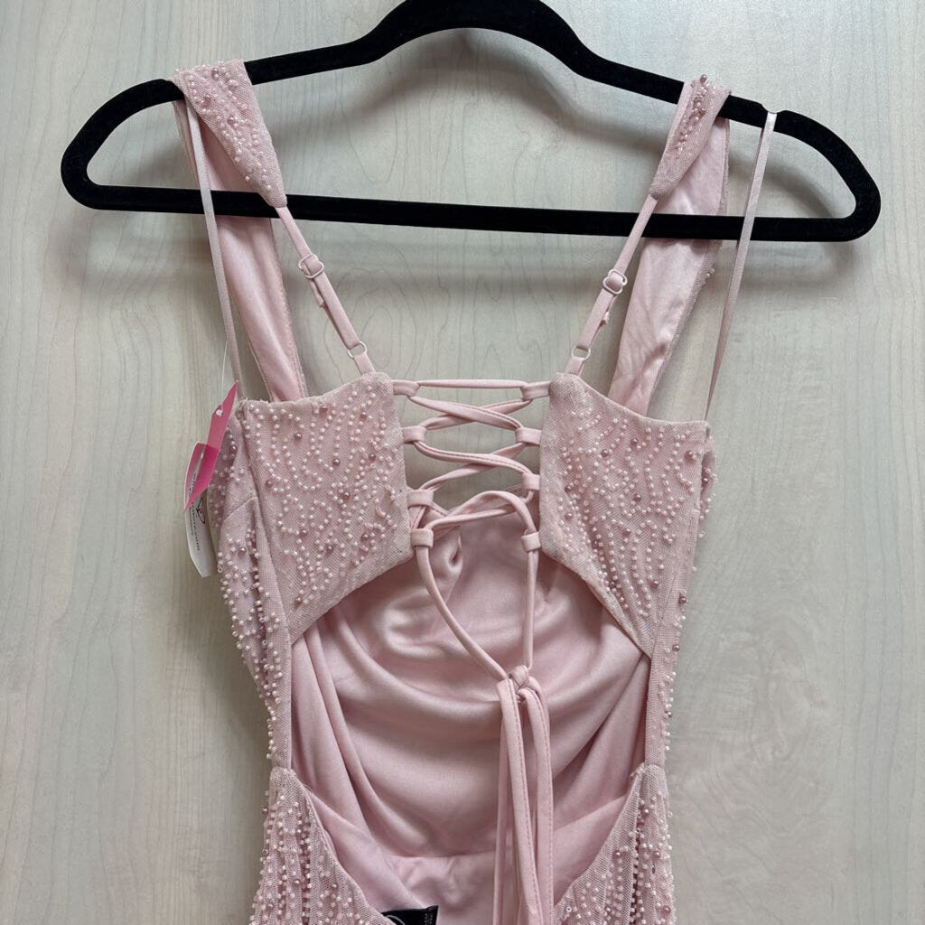 Windsor Pink Beaded Short Formal Dress Small
