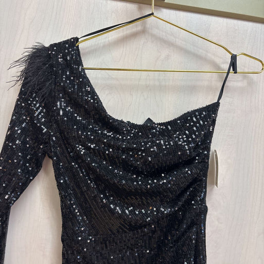 Windsor Black Sequin One Shoulder Short Formal Dress Small