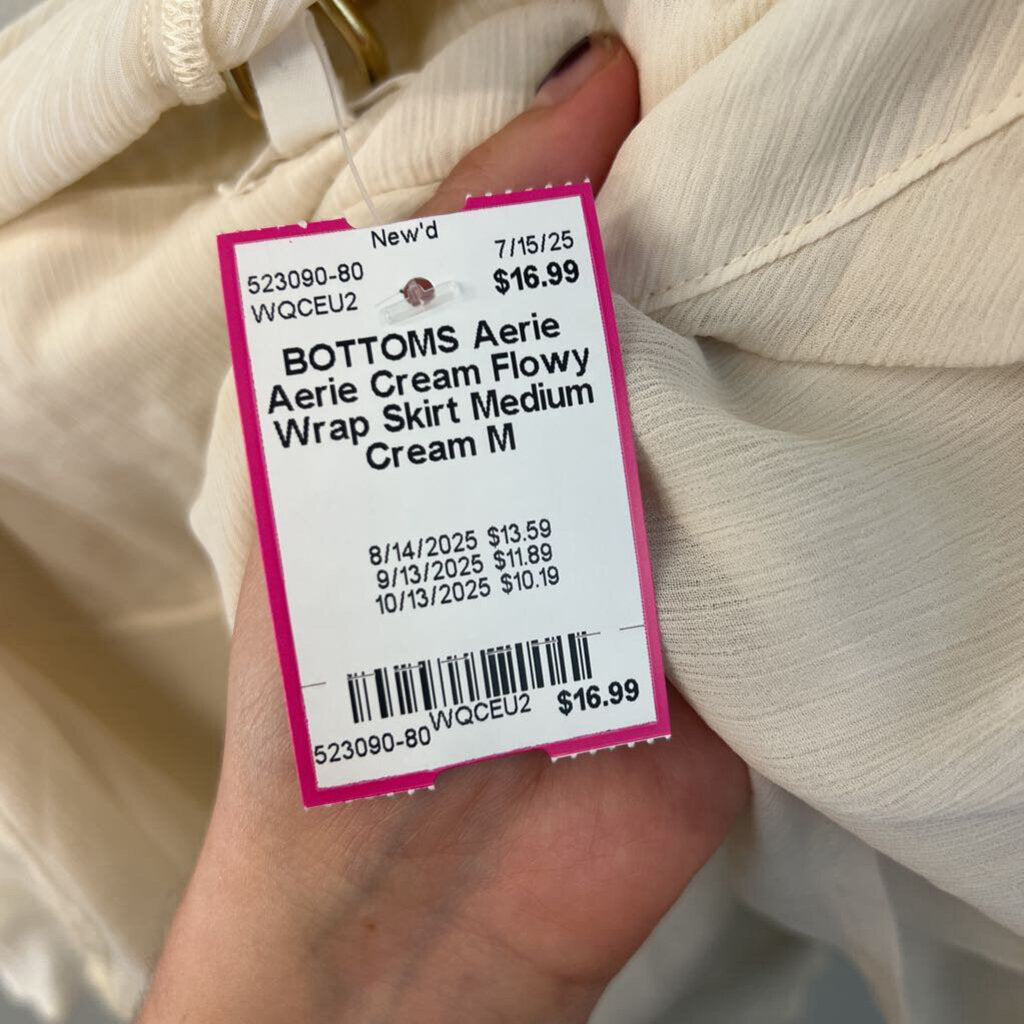 Aerie Cream Flowy Wrap Skirt Medium