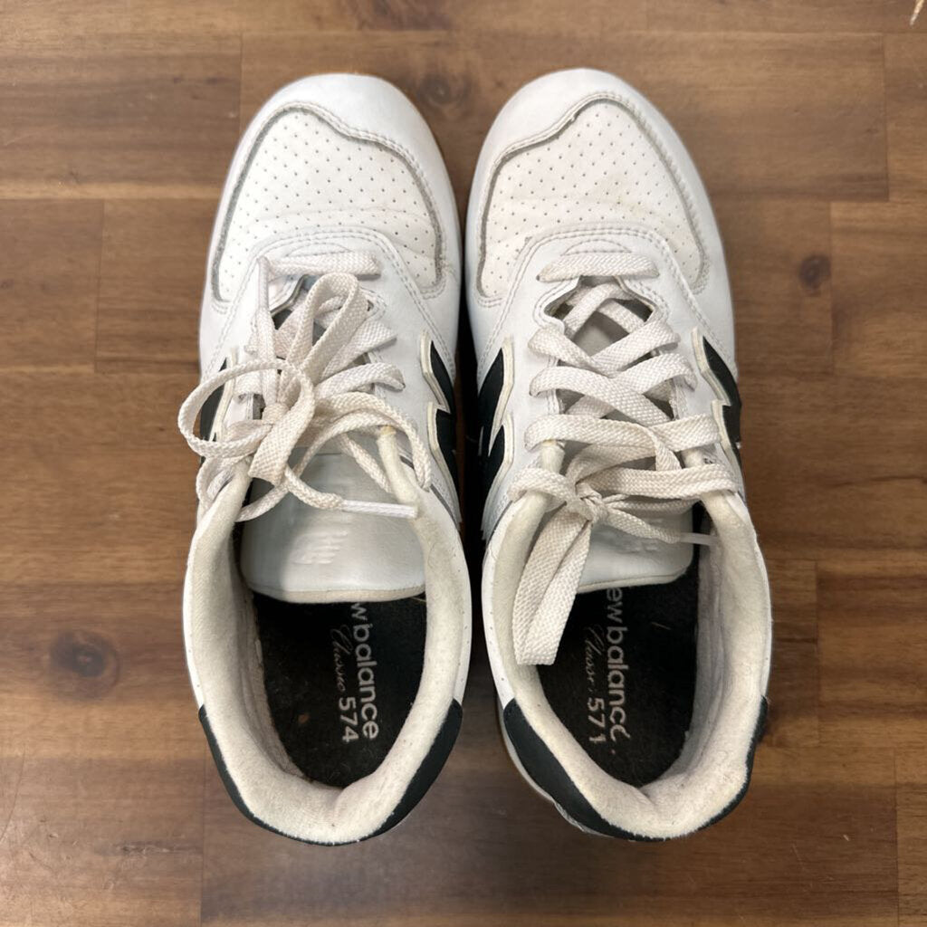 New Balance White/ Black 574 Sneakers 6 Boys