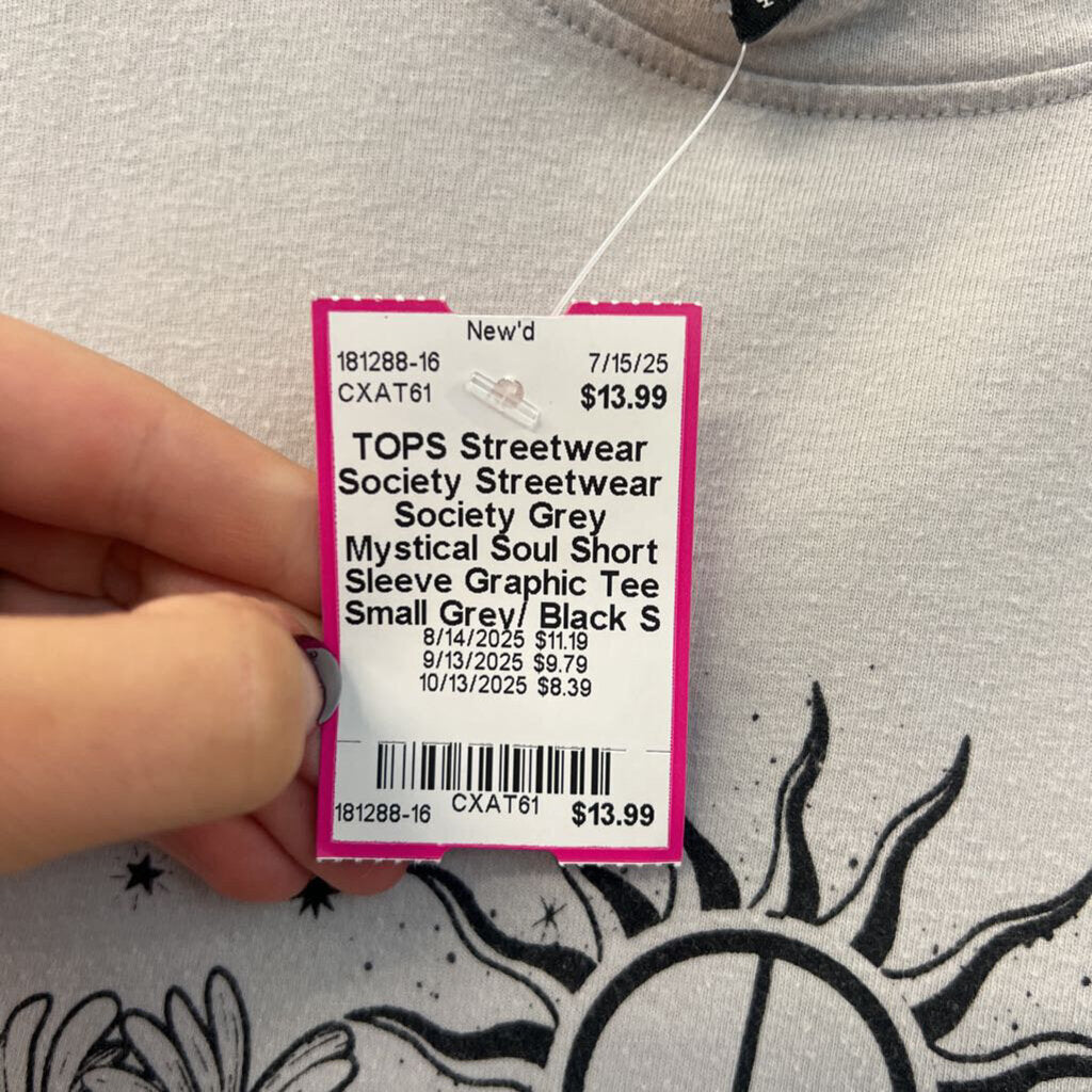Streetwear Society Grey Mystical Soul Short Sleeve Graphic Tee Small