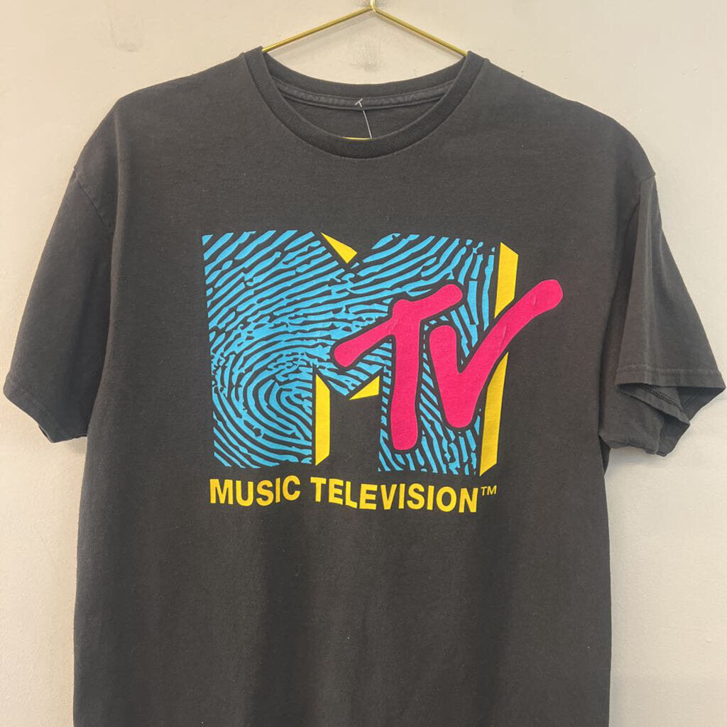 Black/ Multi MTV Short Sleeve Graphic Tee Large