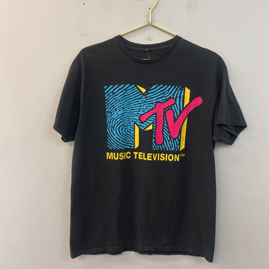 Black/ Multi MTV Short Sleeve Graphic Tee Large